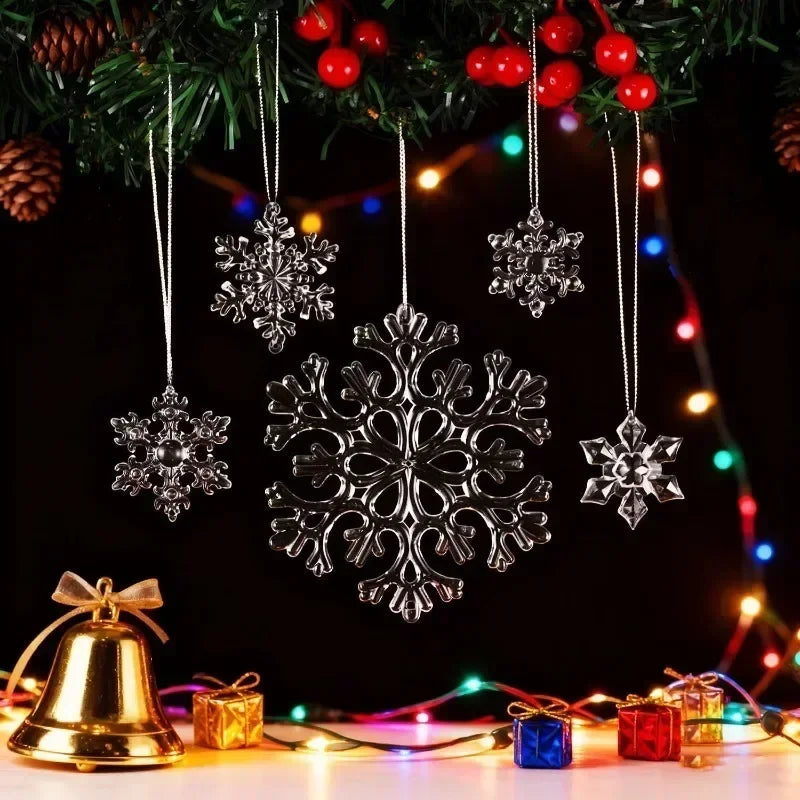 Christmas Snowflake Ornaments Transparent Acrylic Hanging Décor Christmas Ornaments Nixie