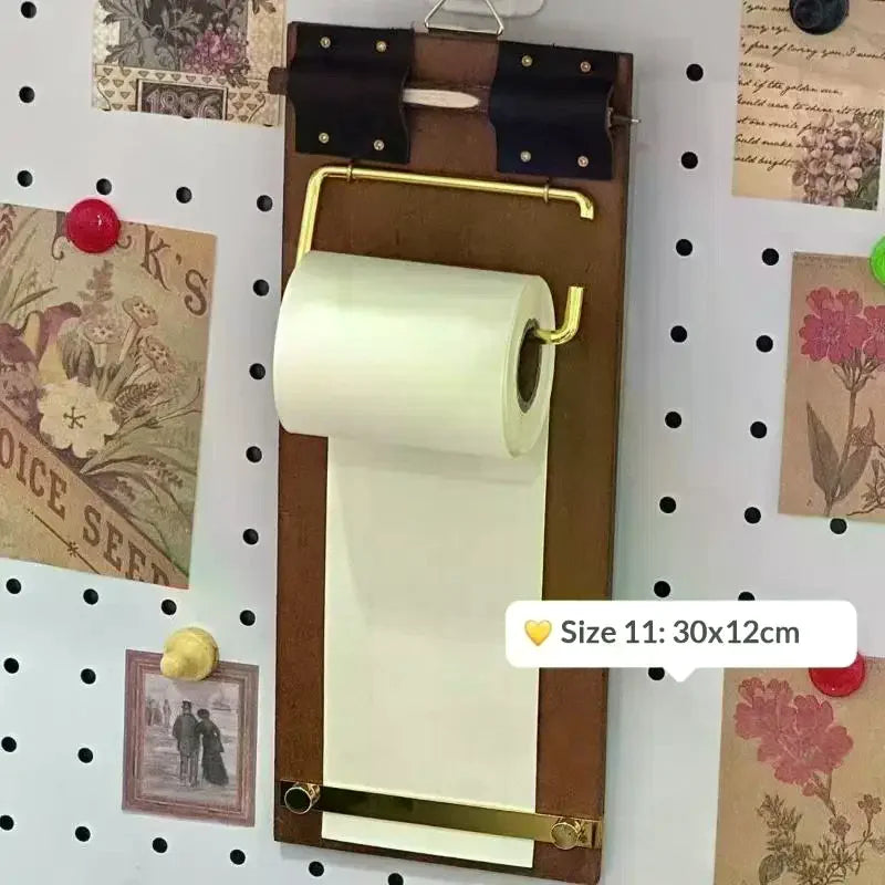 Vintage Kraft Paper Roll Clipboard Set – Refillable Writing Pad