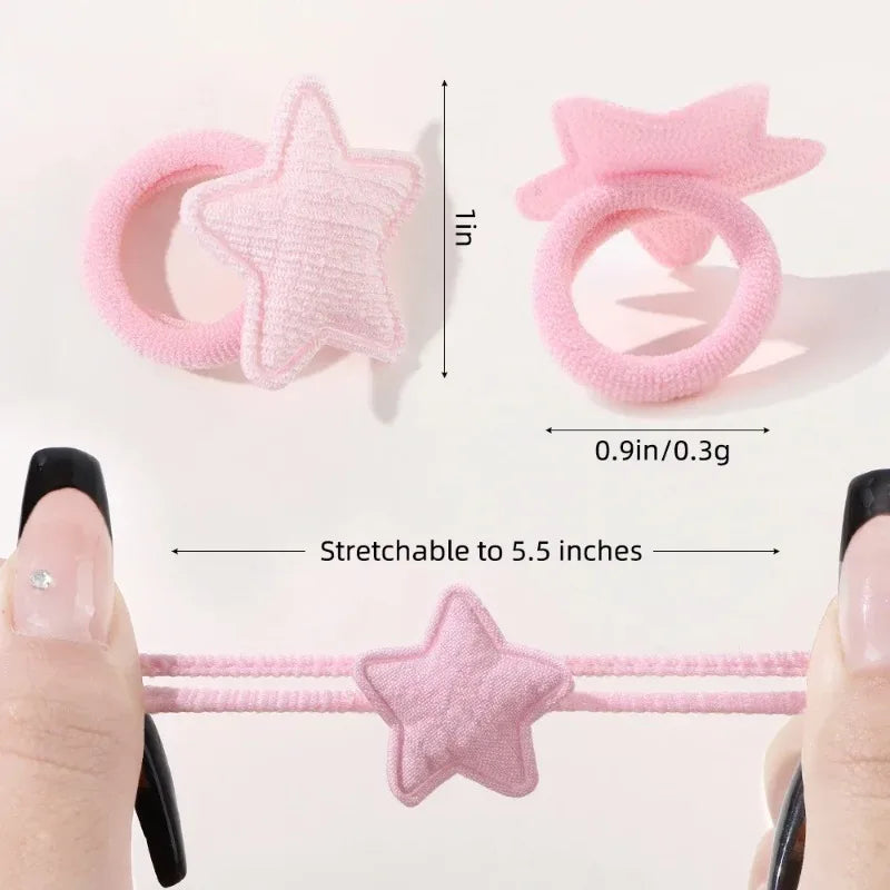 Girls Kids Hair Ties Pink Heart Star Ponytail Holders 10/20pcs Kids Hair Ties Nixie