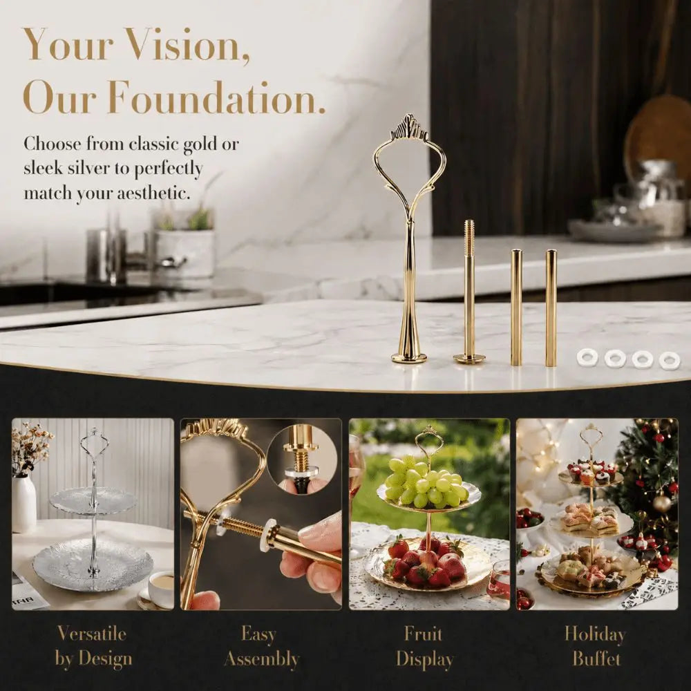 Crown Handle Tiered Cake Stand Hardware Set – Gold & Silver Cake Stand Hardware Nixie