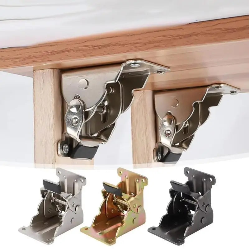 4Pcs Foldable Self-Locking Hinge Brackets for Tables & Beds