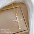 Women's Gold Cross Pendant Necklace | Stainless Steel Choker