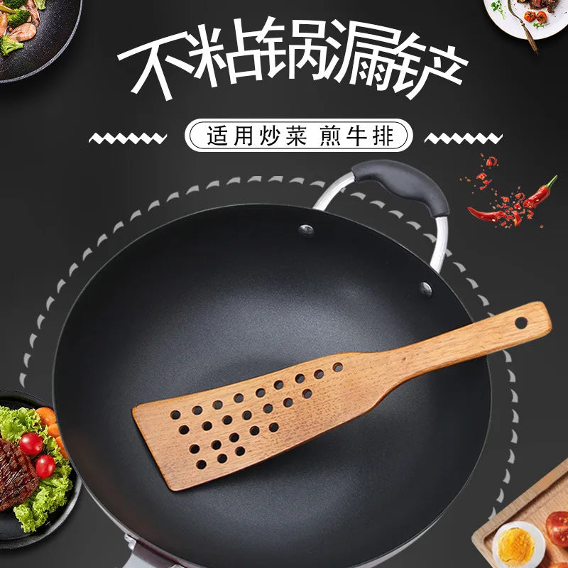 Wooden Spatula Set – 24-Hole Filter & Stir-Fry Turner | Nixie