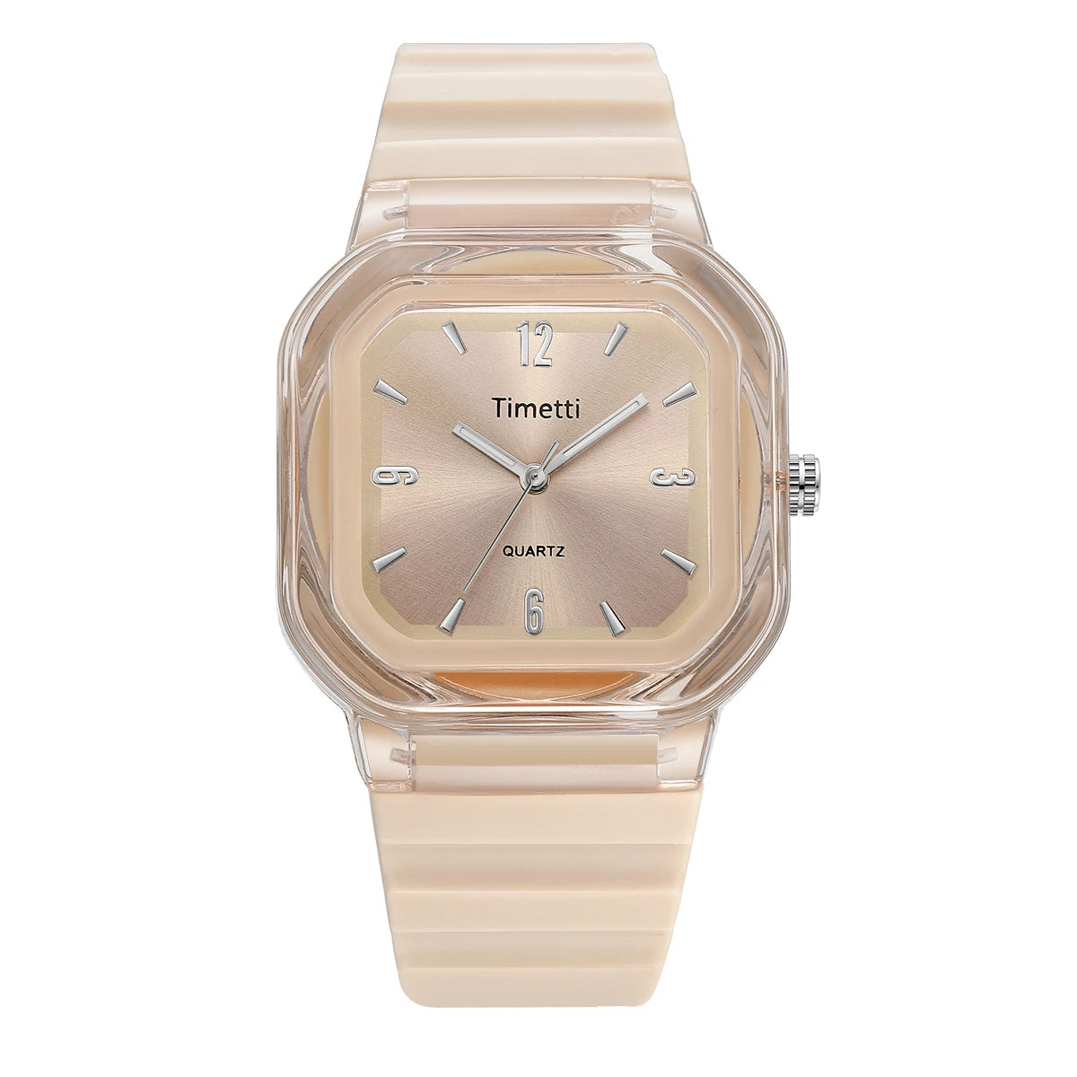 Timetti Square Quartz Watch – Silicone Strap Casual Watch Quartz Wristwatch Nixie khaki