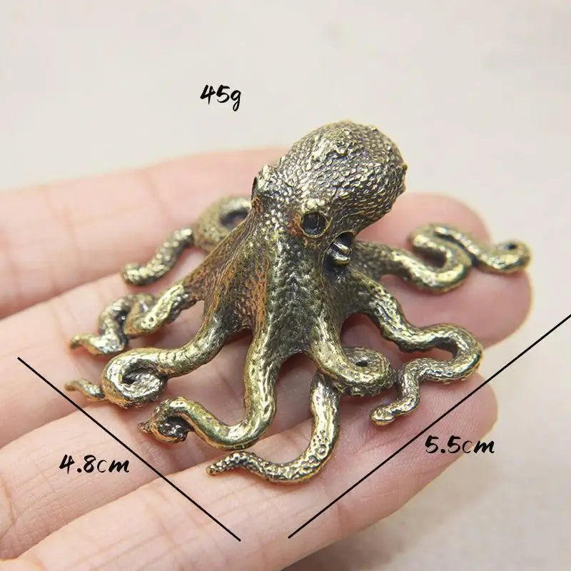 Vintage Alloy Octopus Figurine | Antique Brass Home Decor