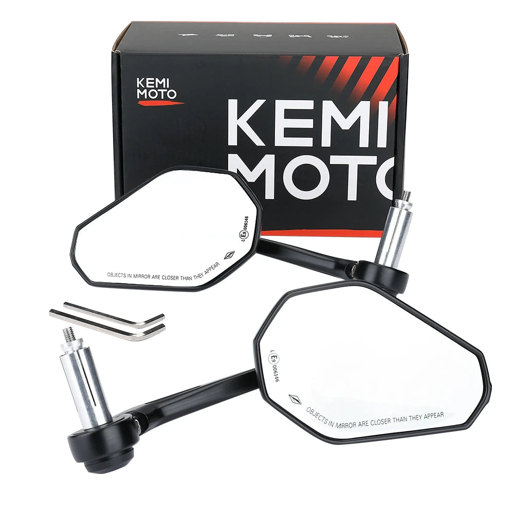 E-Mark Bar End Mirrors 7/8" CNC Aluminum 360° Adjustable Motorcycle Motorcycle Bar End Mirrors Nixie