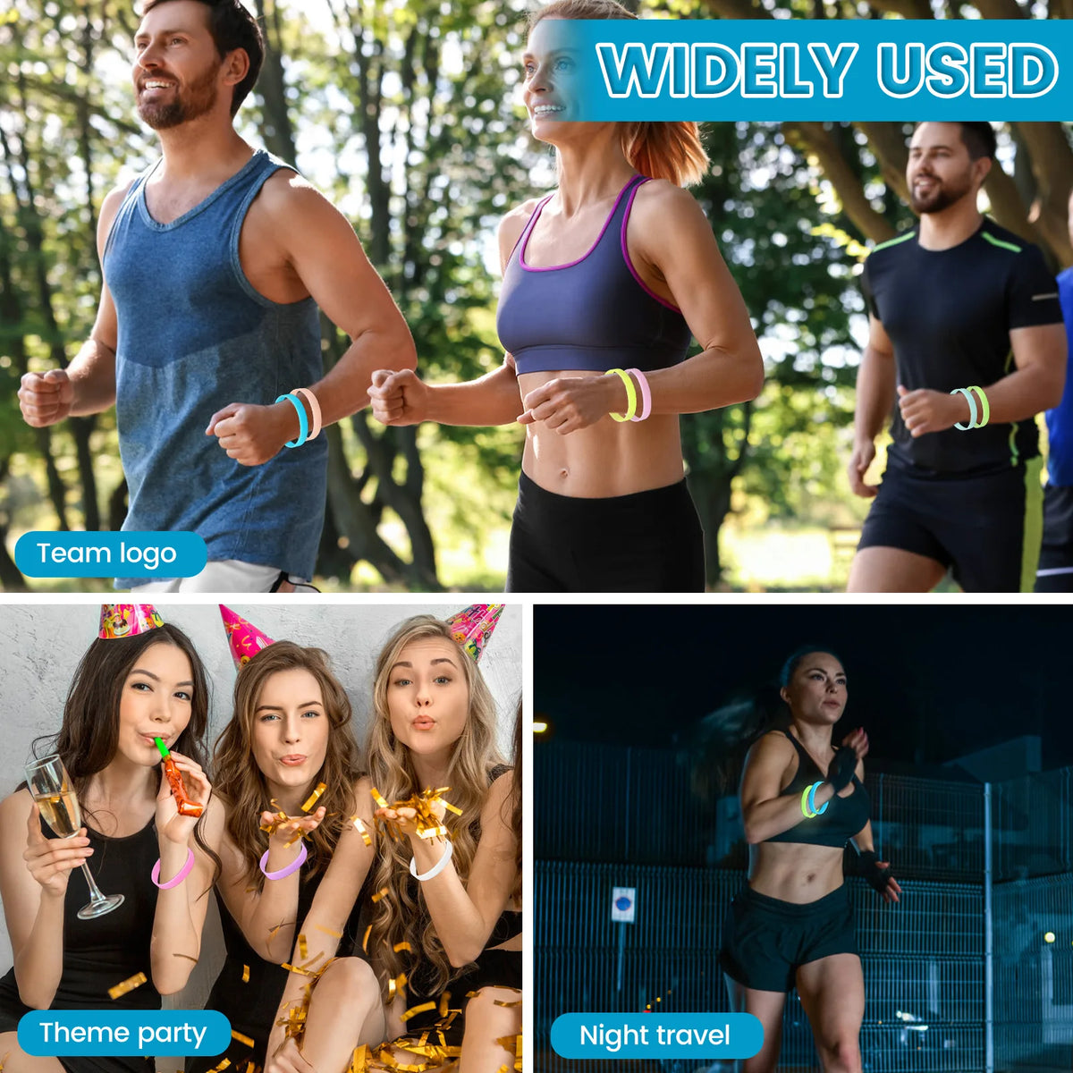 9-Pack Glow in the Dark Silicone Sport Bracelets Unisex Silicone Wristband Set Nixie