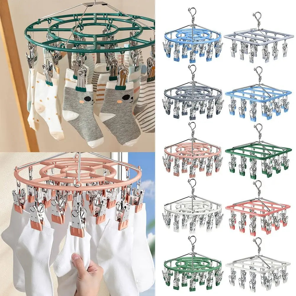 Stainless Steel Clothes Drying Rack 18/24 Non-Slip Clips