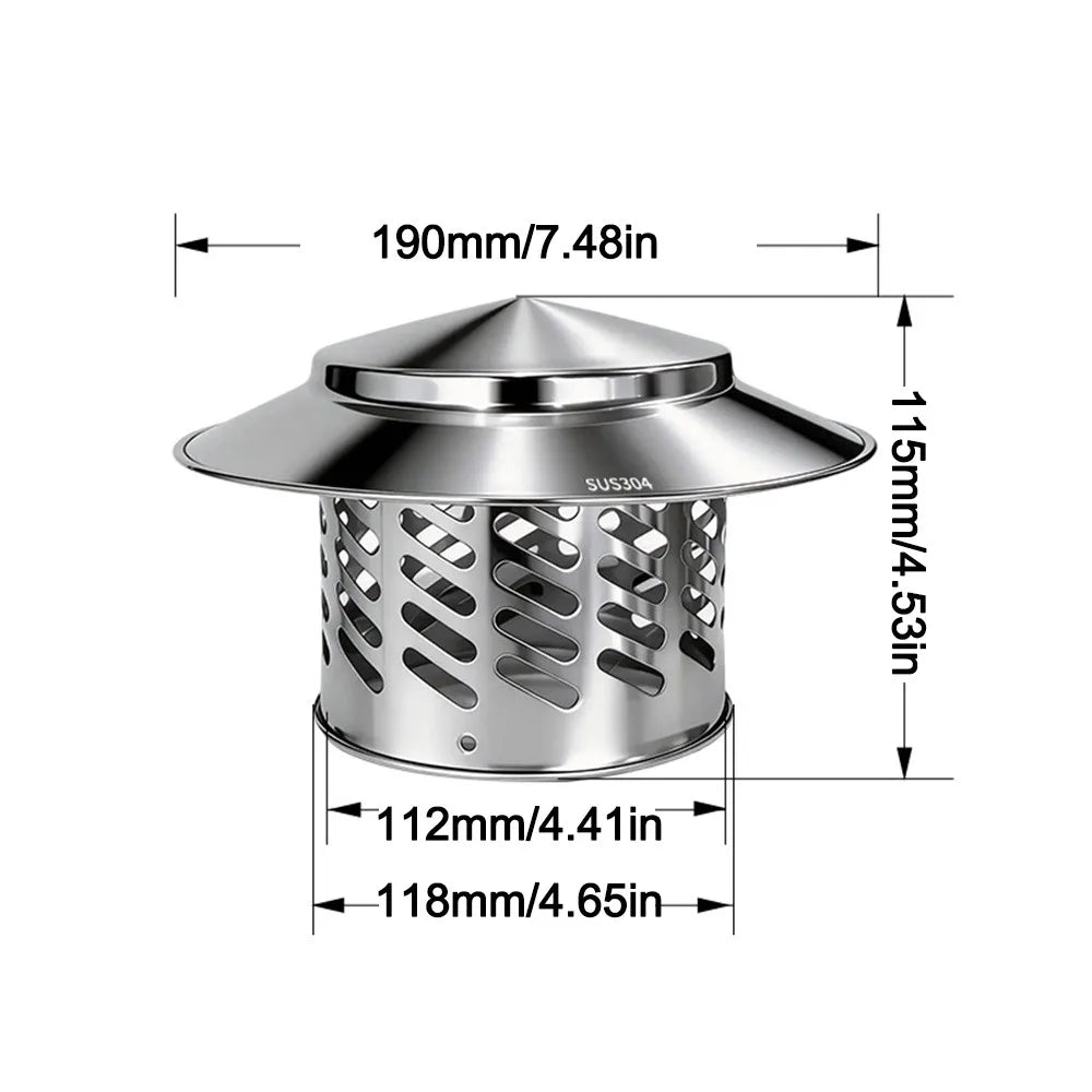 Stainless Steel Chimney Cap Rainproof Cover 80–200mm Chimney Cap Cover Nixie 110