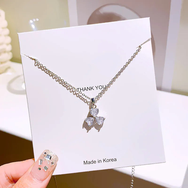 Heart Clover Zircon Pendant Choker Necklace for Women Pendant Necklace Nixie
