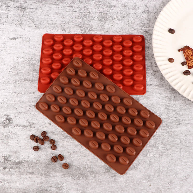 55-Cavity Coffee Bean Silicone Mold – Chocolate, Ice & Candy Silicone Baking Mold Nixie