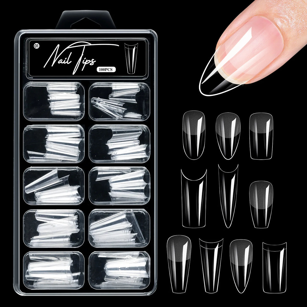 100Pcs Matte Press On Nails Half & Full Cover Acrylic Tips Press On Nails Nixie