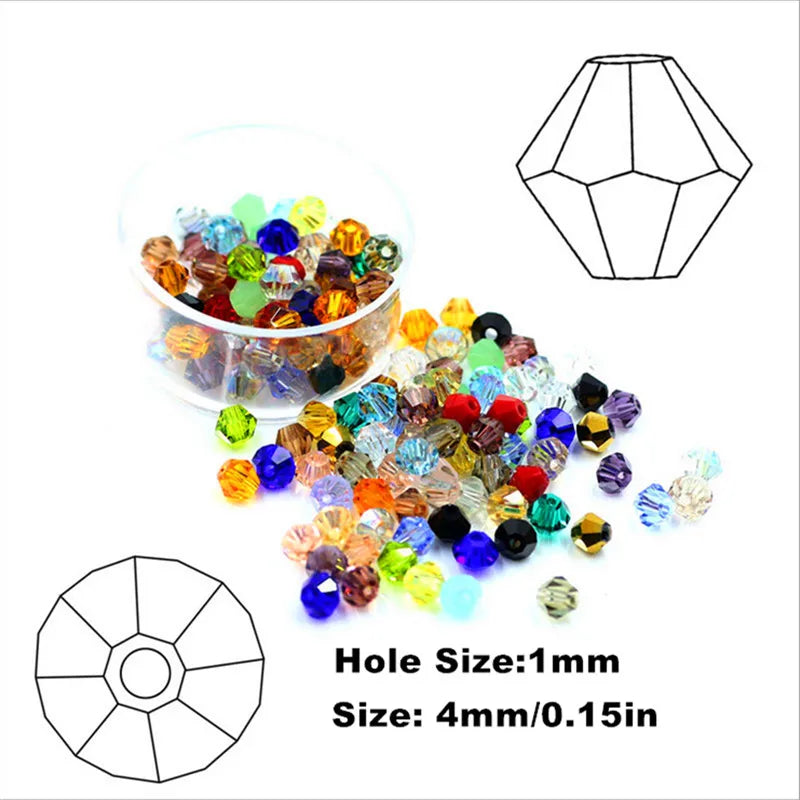 100Pcs 4MM Crystal Glass Bicone Beads – DIY Jewelry Making Jewelry Making Beads Nixie