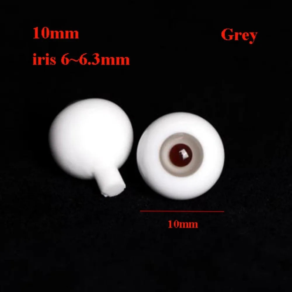 Glass Eyes 10/18mm for BJD Dolls – Pink, Brown & Grey | 1 Pair Doll Eyes Nixie
