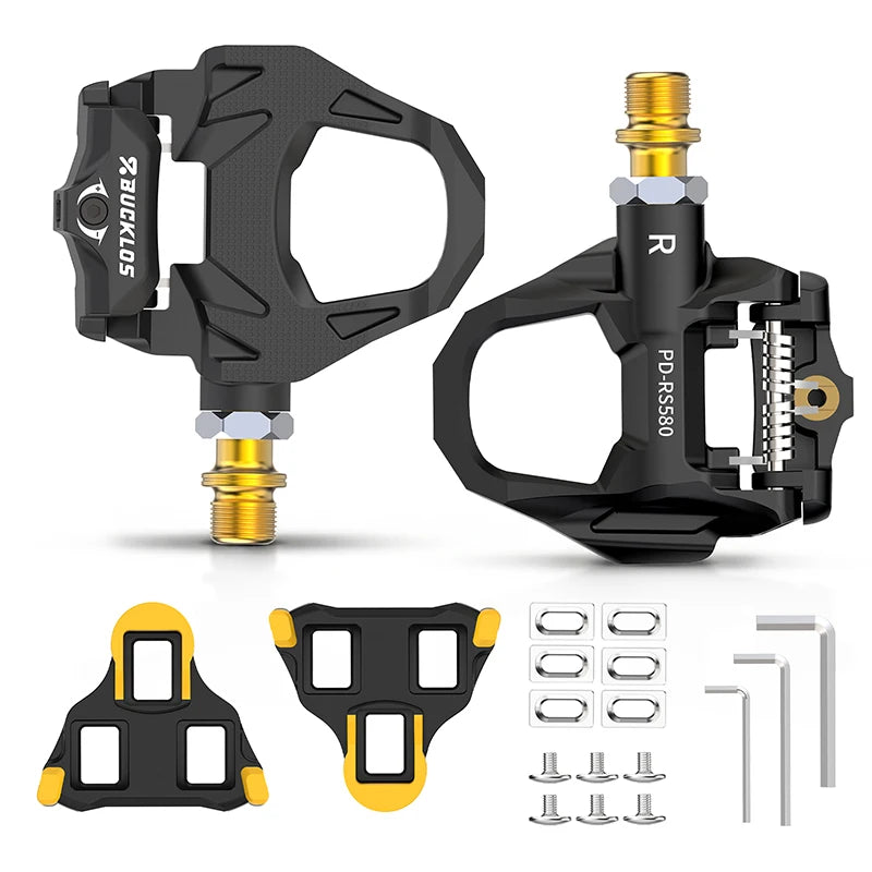 BUCKLOS SPD-SL Clipless Road Bike Pedals with Cleats | CR-Mo Clipless Bike Pedals Nixie RS-580 PEDAL