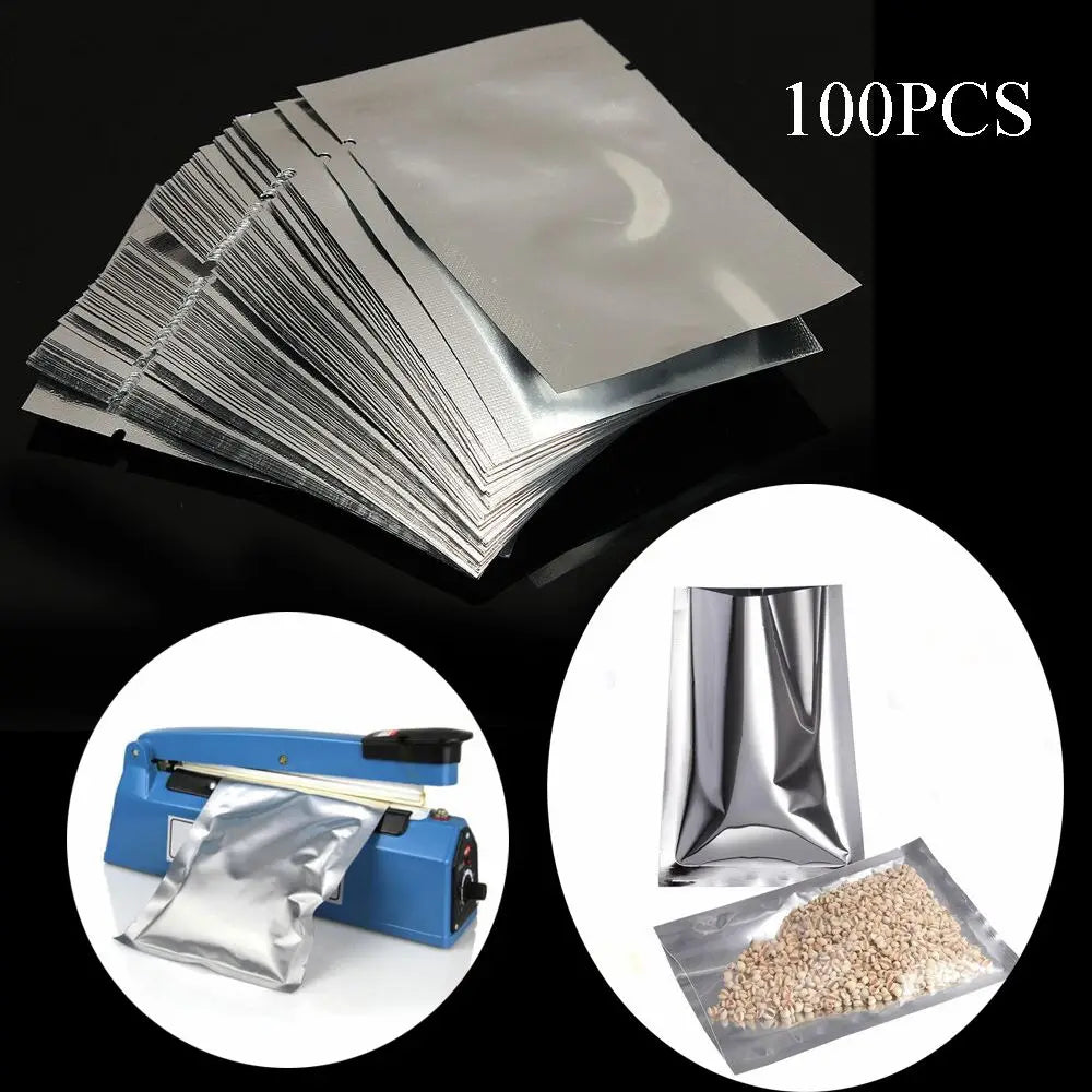 100PCS Aluminum Foil Heat Seal Vacuum Storage Bags – Multi-Size Food Storage Bags Nixie 100pcs 9x13cm