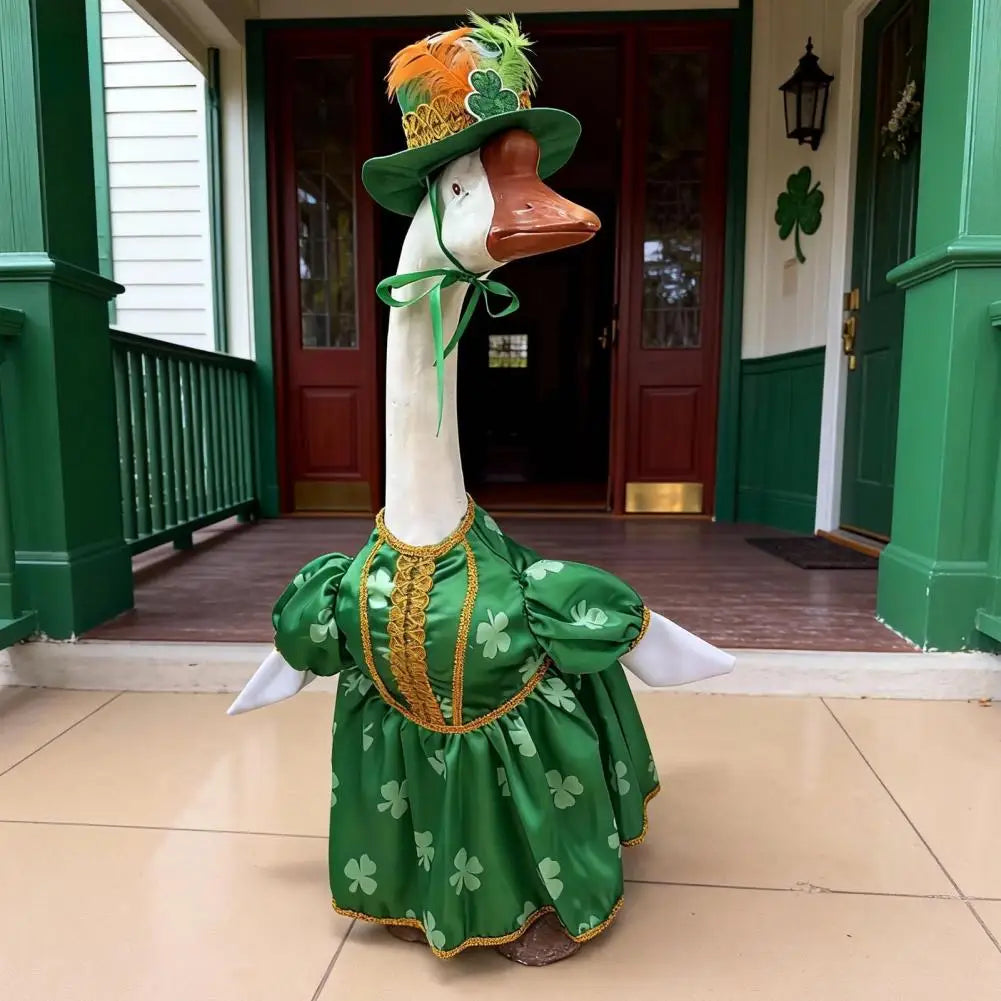 St. Patrick's Day Goose Outfit – Irish Shamrock Porch Costume Holiday Goose Costume Nixie