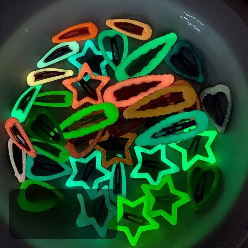 10pcs Glow in the Dark Star Heart Hair Clips for Girls Kids Hair Barrettes Nixie
