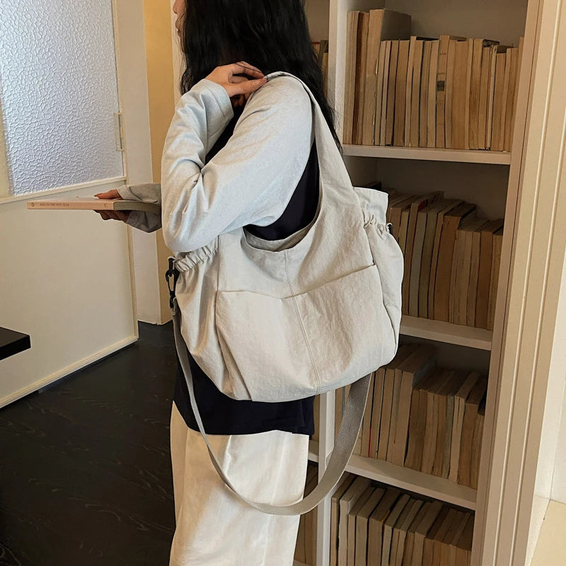 Korean Canvas Drawstring Bucket Bag – Retro Crossbody for Women Canvas Crossbody Bag Nixie