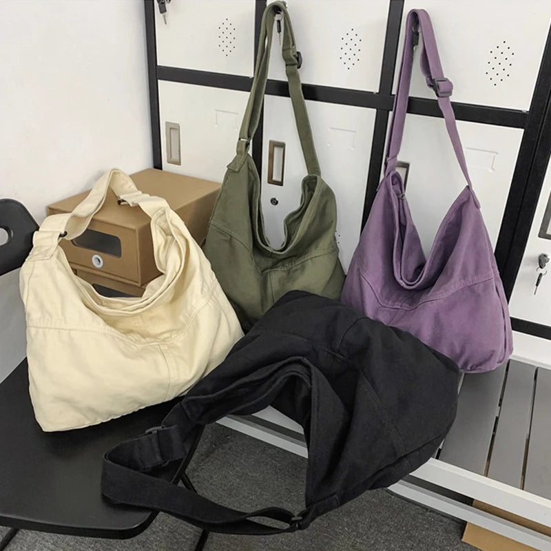Large Canvas Hobo Bag – Unisex Crossbody Shoulder Tote Canvas Shoulder Bag Nixie