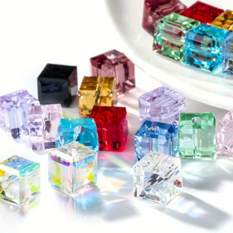 Cube Faceted Crystal Glass Beads 4mm 6mm 8mm – DIY Jewelry Crystal Craft Beads Nixie