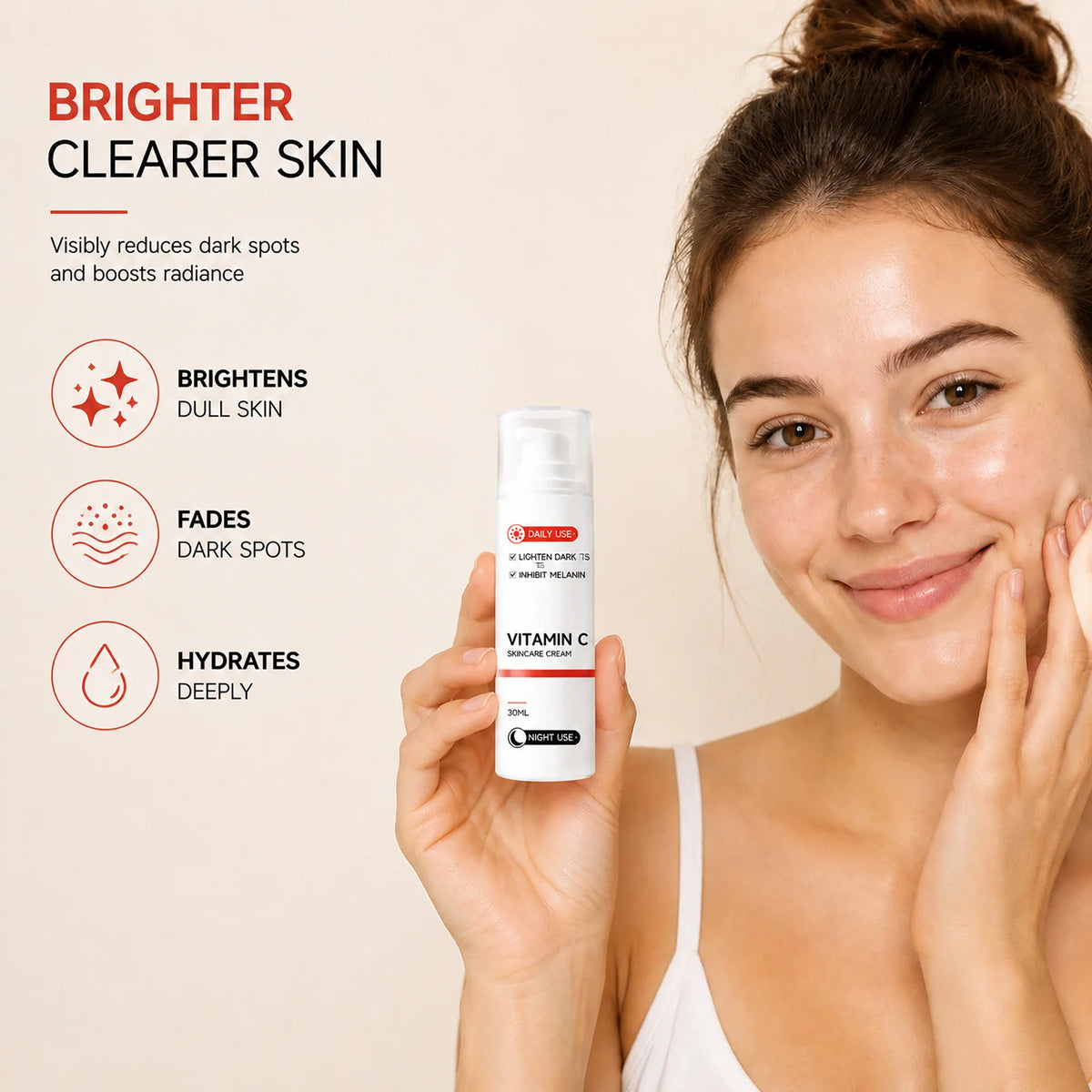Vitamin C Day & Night Cream – Brightening & Hydrating Facial Brightening Face Cream Nixie