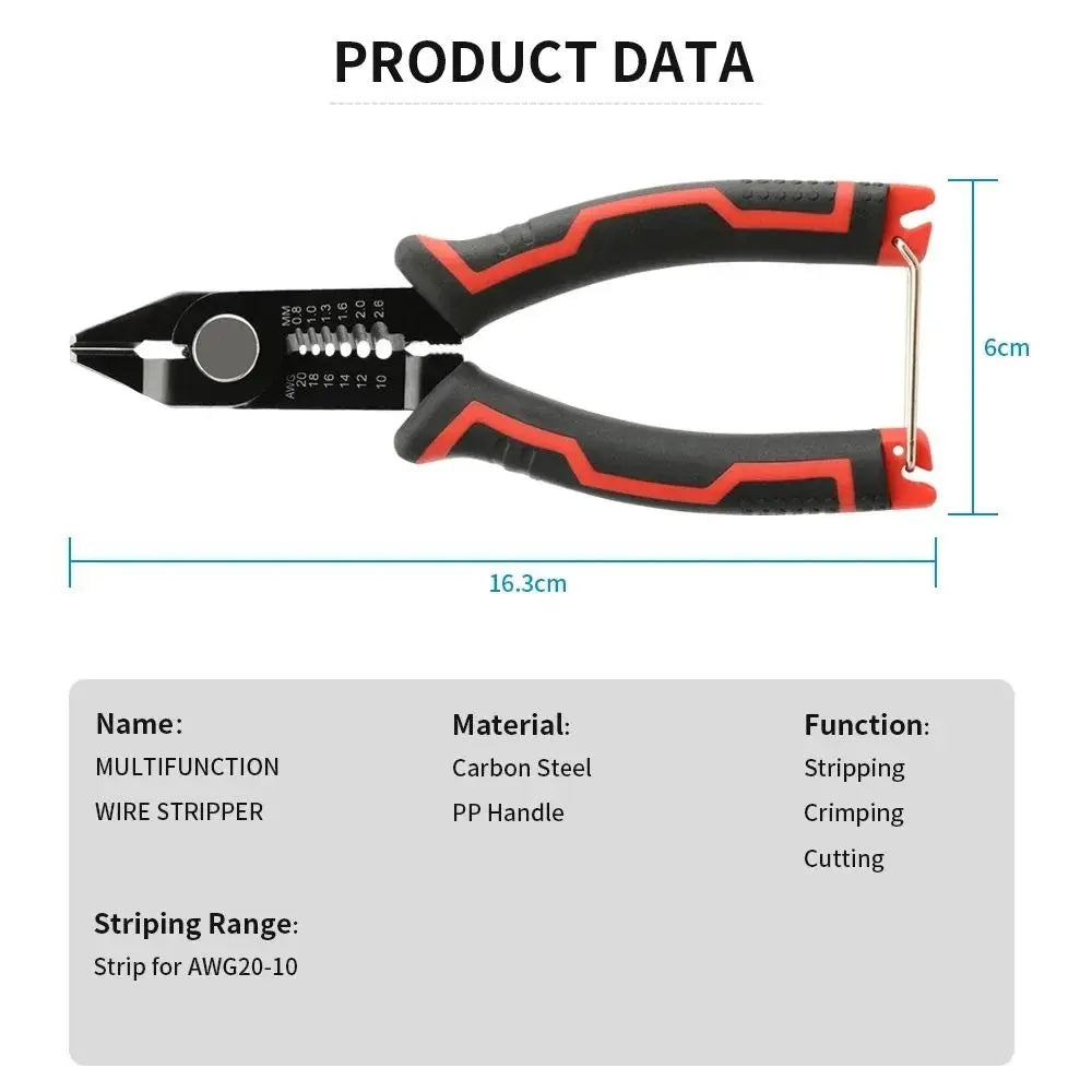 Wire Stripper & Crimping Pliers – Adjustable AWG 10-20
