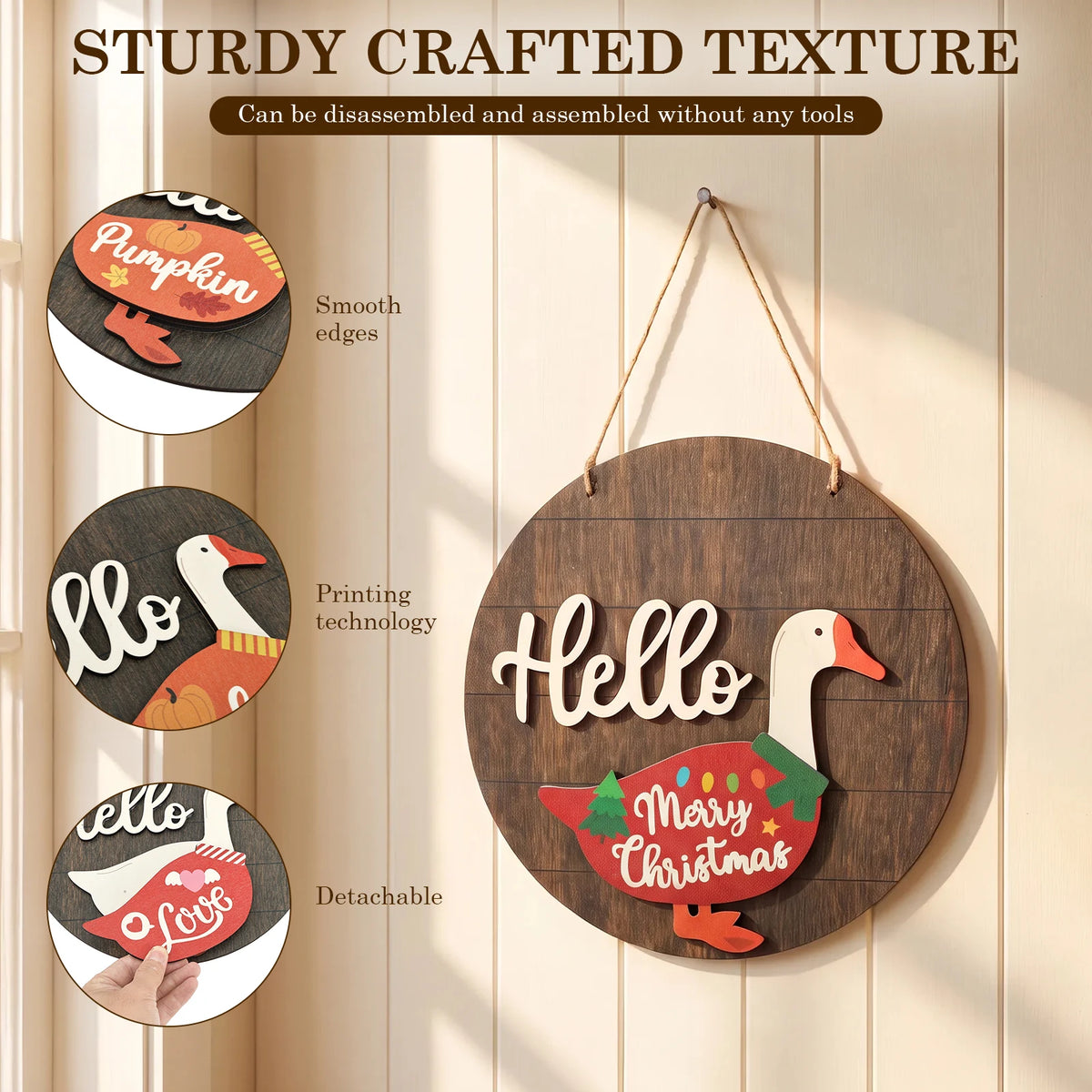 Interchangeable Wooden Goose Decor – 12 Seasonal Costumes Seasonal Home Decor Nixie