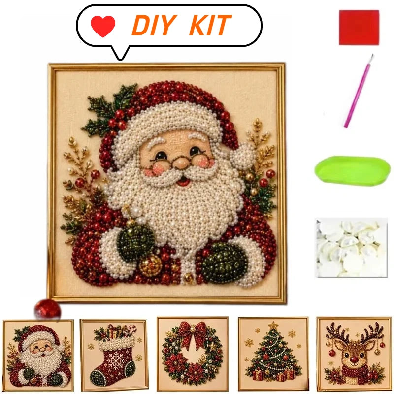 Christmas Diamond Painting Kit with Frame | DIY Pearl Bead Art Diamond Painting Kit Nixie