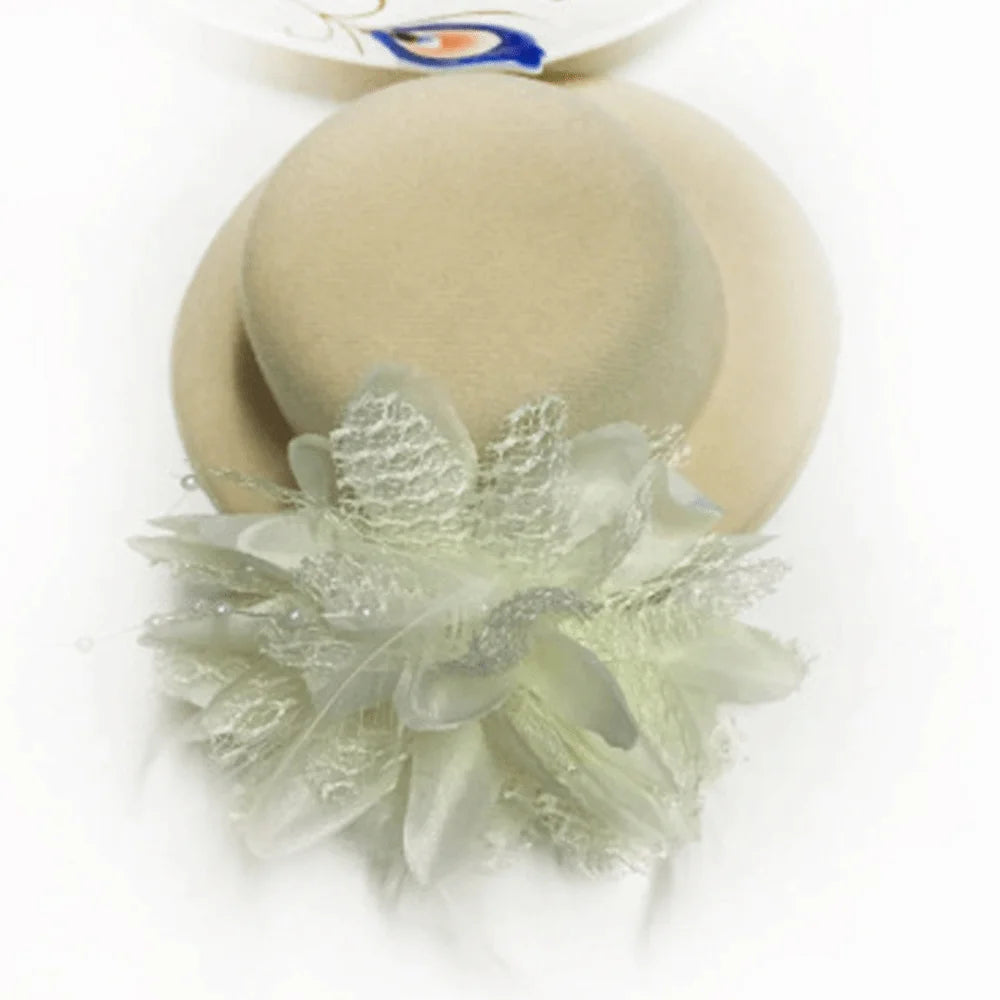 Kids Fascinator Hat 13cm Feather Flower Pillbox Hair Clip