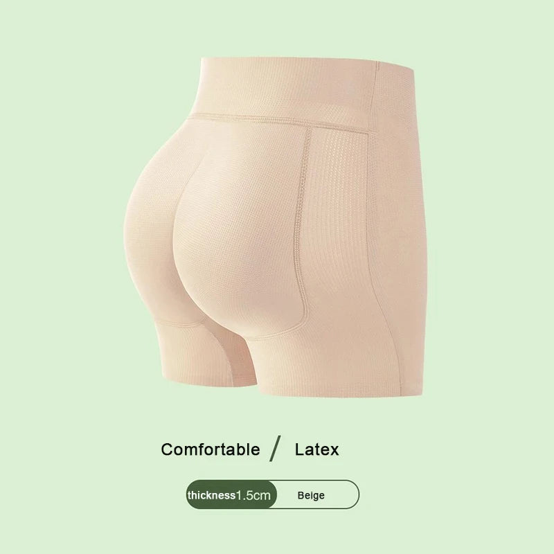 Natural Latex Hip Lifting Shaper Pants – Padded Butt Underwear Hip Lifting Shapewear Nixie Beige S