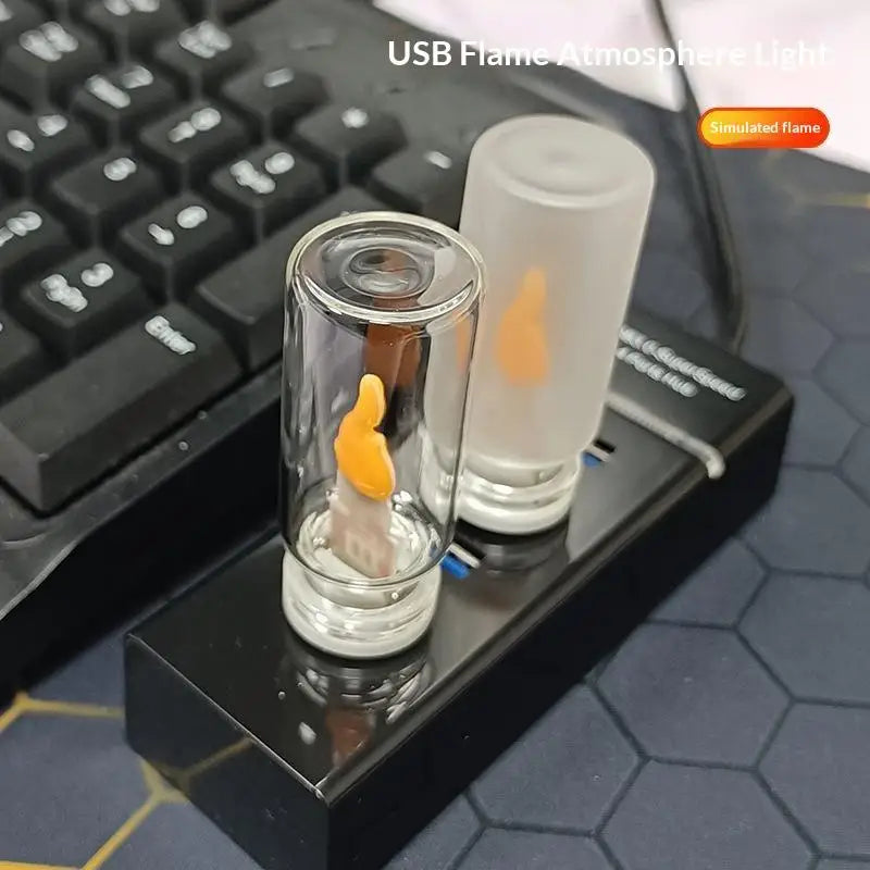 USB LED Flickering Flame Glass Candle Night Light | Home Decor