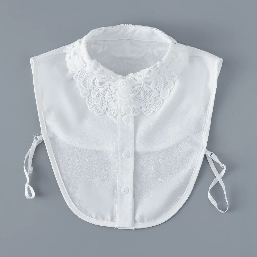 Detachable Lace Fake Collar White Black – Women's Fashion Detachable Lace Collar Nixie White 2