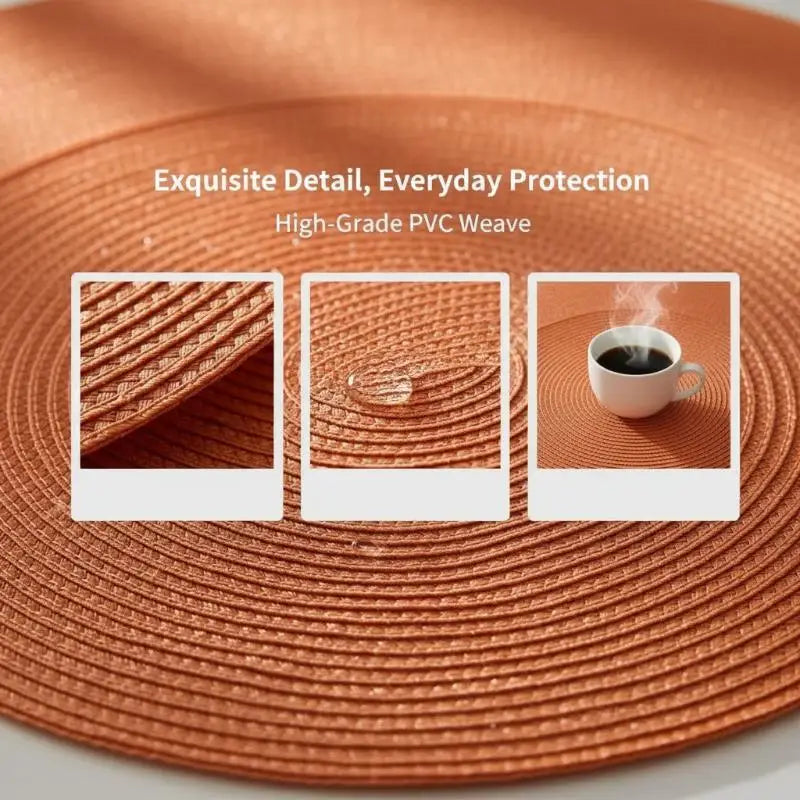 Round 38cm Woven Christmas Placemat – Heat-Resistant Table Mat