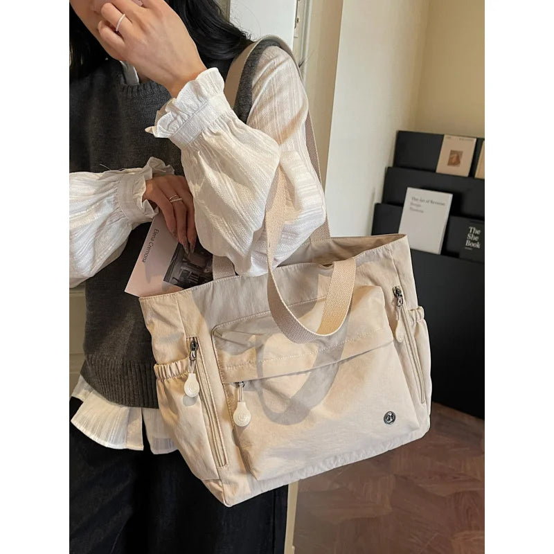 Nixie Japanese Minimalist Tote Bag – Large Nylon Shoulder Bag Women's Tote Bag Nixie