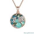 Ocean Bubble Crystal Heart Pendant Necklace | Women's Gift Crystal Pendant Necklace Nixie Rose Gold-Green
