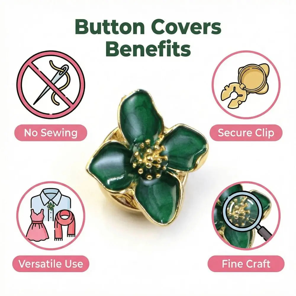 Flower Enamel Cufflinks – Sewing-Free Shirt Button Cover Enamel Cufflinks Nixie