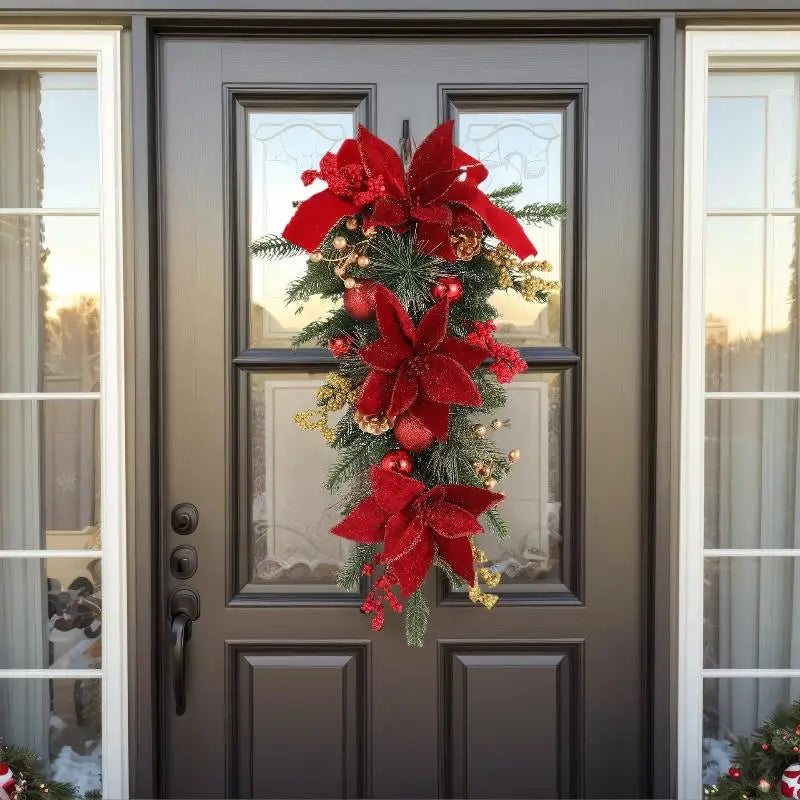 60cm Christmas Wreath Garland with LED Lights – Door Decor