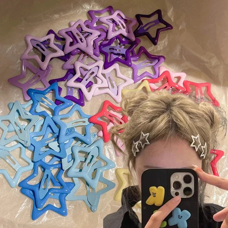 50pcs Kawaii Star Hair Clips Y2K Colorful Snap Barrettes Set Star Hair Clips Nixie