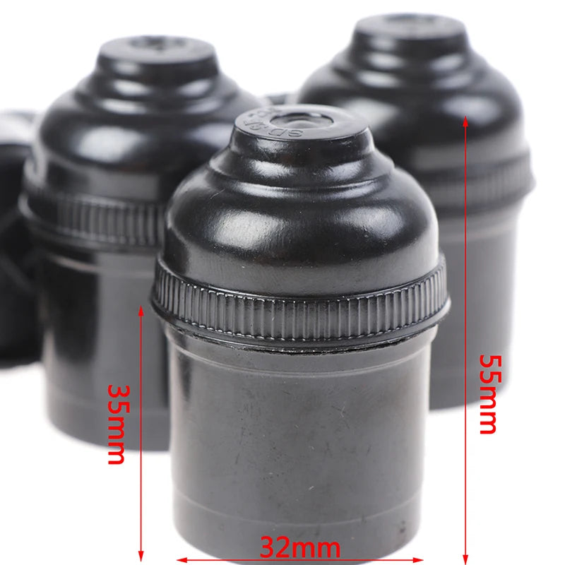 5-Pack E27 Edison Screw Pendant Lamp Holders – Retro Black