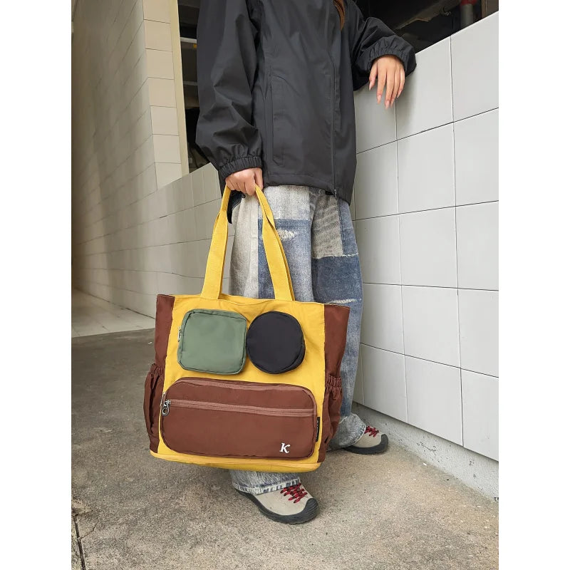 Nixie Two-Tone Foldable Travel Bag – Large Unisex Tote Foldable Shoulder Tote Nixie