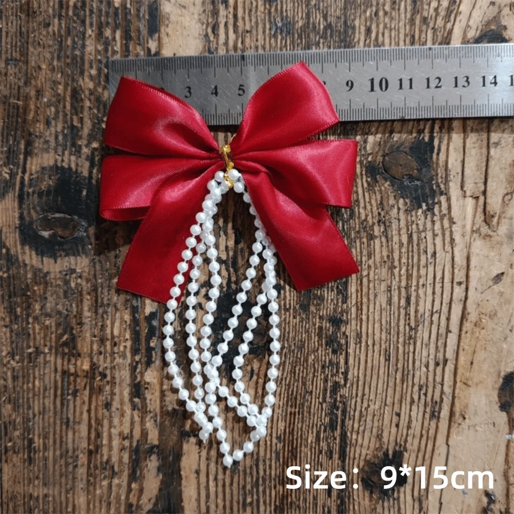 12pcs Velvet Christmas Bows Gold Twist Ties & Pearl Tassel Décor