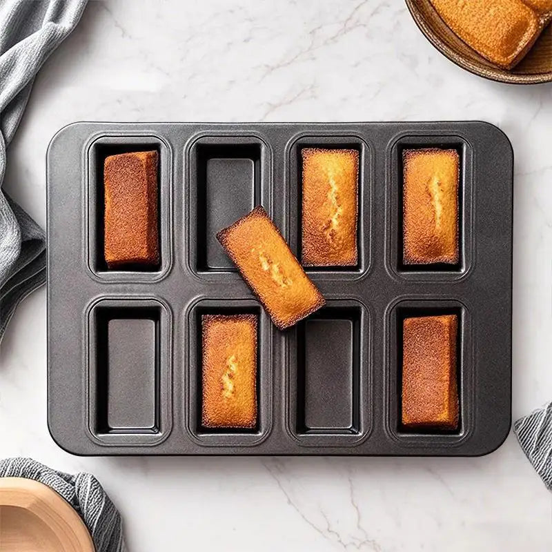 8-Cavity Non-Stick Mini Loaf Pan | Carbon Steel Baking Tray Mini Loaf Baking Pan Nixie