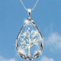 Waterdrop Crystal Lucky Tree Pendant Necklace – Nickel Free Pendant Necklace Nixie Silver
