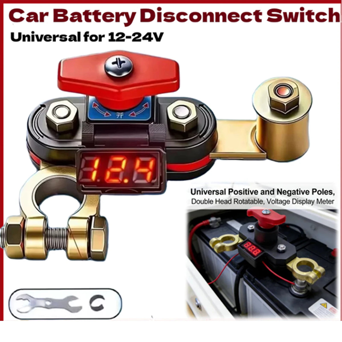12V 24V LCD Battery Disconnect Switch 100A Dual Rotation Battery Disconnect Switch Nixie