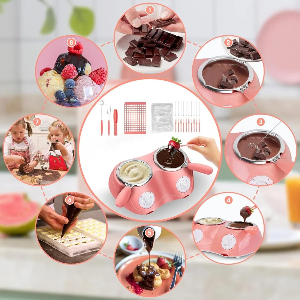 Electric Chocolate Melting Pot – Mini Double Fondue Candy Maker