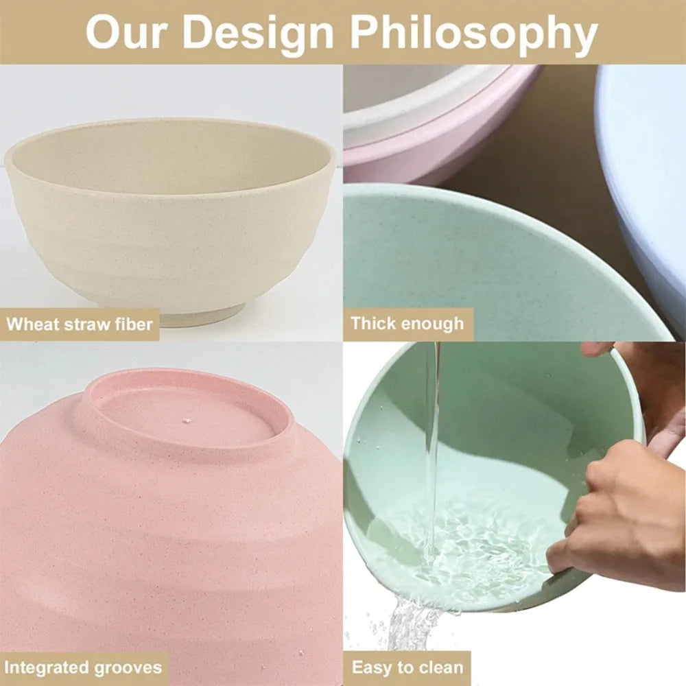 Wheat Straw Ramen Bowl Set of 4 – 15cm Eco-Friendly Plastic Dinnerware Bowl Set Nixie