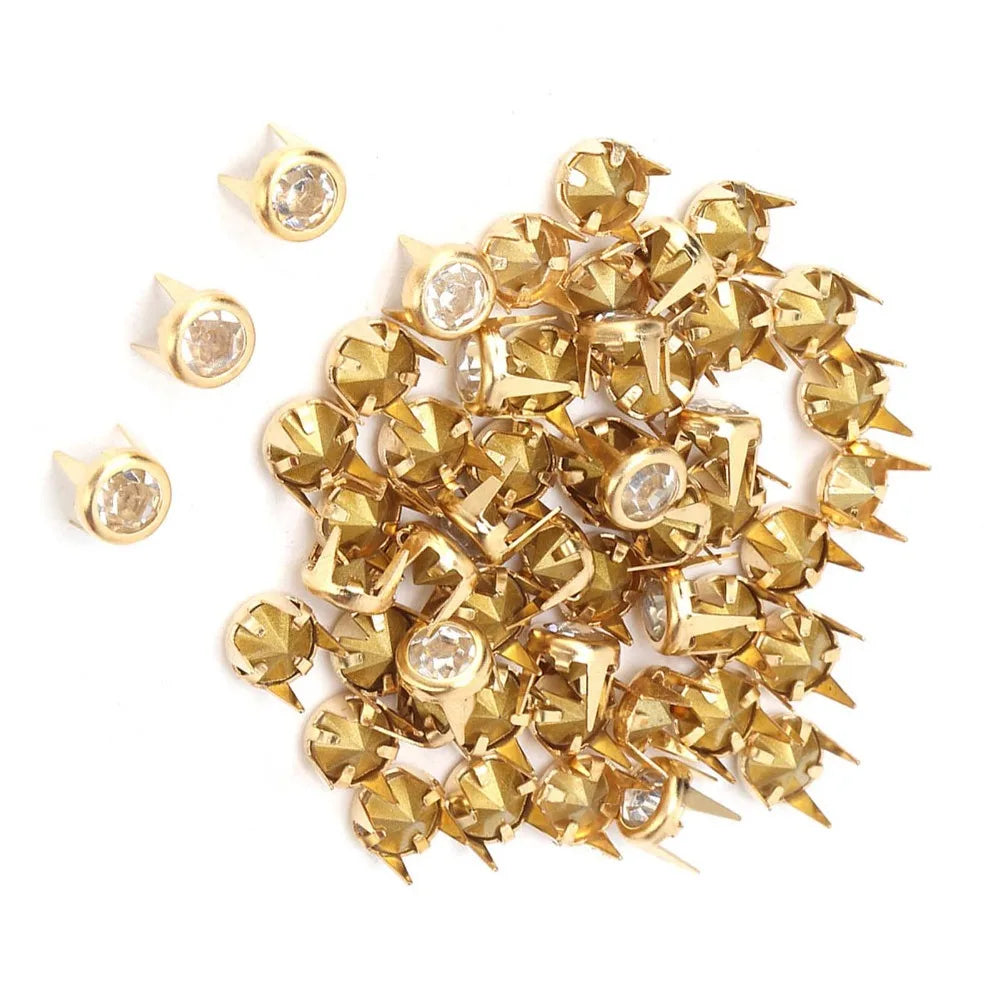 120pcs 6mm Round Rhinestone Studs Gold Silver Crystal Claw Beads DIY Rhinestone Stud Refills Nixie
