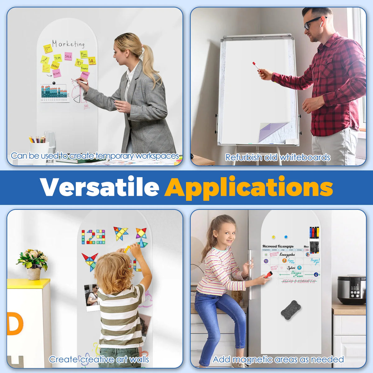 Magnetic Whiteboard Wall Sticker 101x40.5cm – Dry Erase Sheet Whiteboard Wall Sticker Nixie