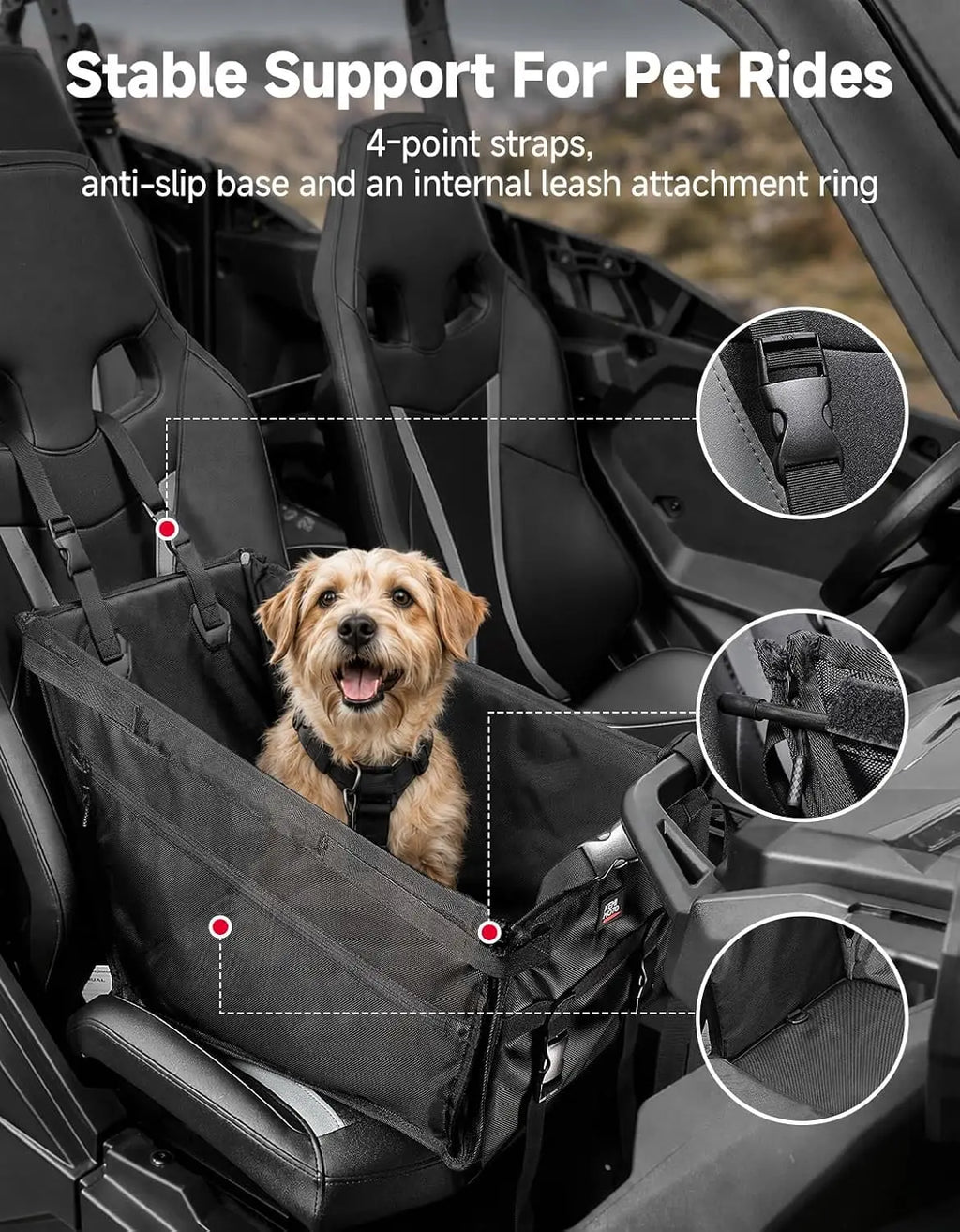 KEMIMOTO UTV Pet Seat Pad 1680D Waterproof | Polaris Can-Am UTV Pet Seat Pad Nixie